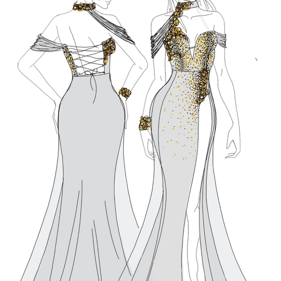 Custom Gold Fashion Gown - Picture 2 of 2